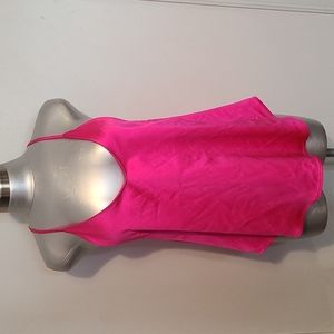 Designer Maggie Barry v-neck flowy tank top with small spaghetti straps highlow.